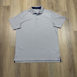 Greyson Polo Shirt Mens XL Blue White Striped Golf Pirate Skull Embroidered